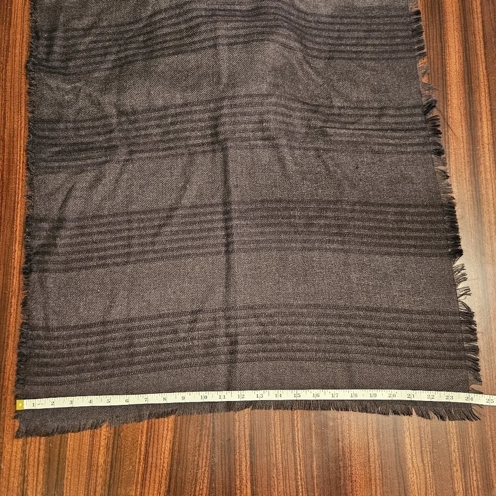 INC International Concepts Graphite Gray Brown Striped Rectangular Scarf 24 x 74